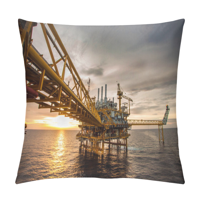 Personality  Oil And Gas Platform In The Gulf Or The Sea, The World Energy, Offshore Oil And Rig Construction   Bad Weather In Offshore Oil And Gas Platform Pillow Covers