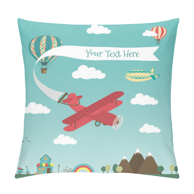 Personality  Retro Air Plane Banner Design Pillow Covers