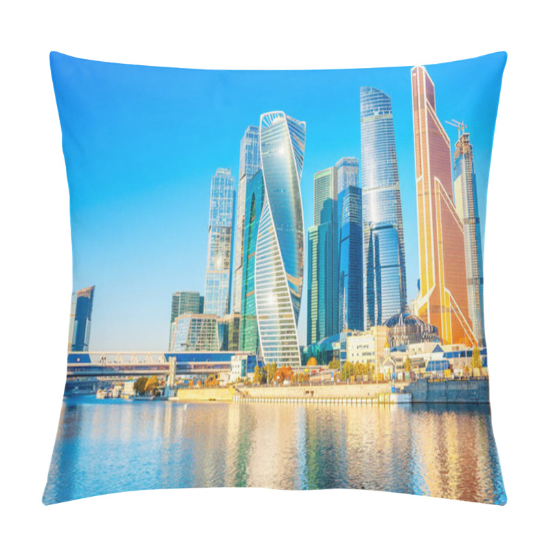 Personality  Panorama Of Moscow International Business Center At Morning With Moskva River Pillow Covers