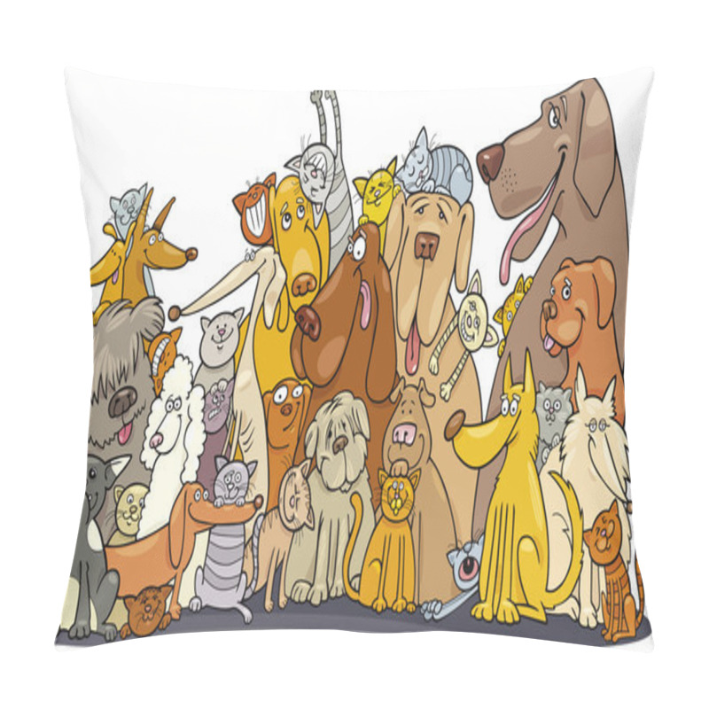 Personality  Huge Group Of Cats And Dogs Pillow Covers