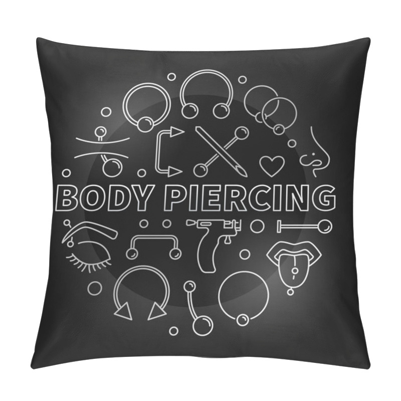 Personality  Body Piercing Round Vector Silver Illustration In Outline Style Pillow Covers