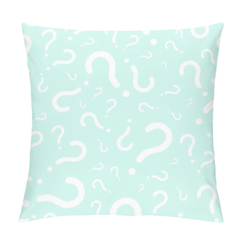 Personality  Question Marks Seamless Vector Background. Question Mark Texture For Online Survey Or Quiz. Yellow On Bright Green Color. Pillow Covers