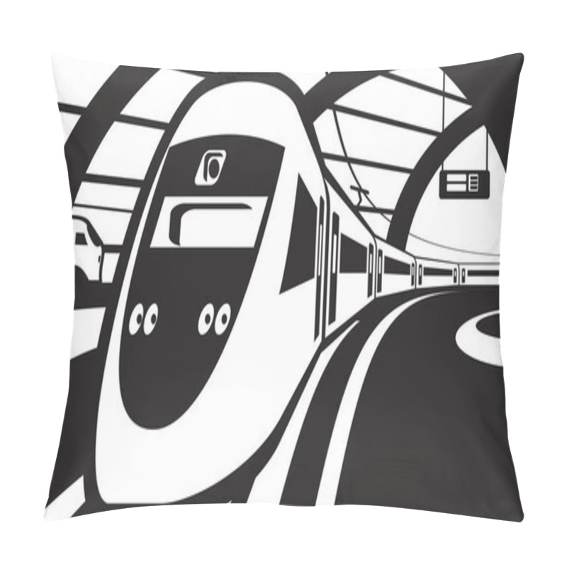 Personality  Passenger Train Approaching Railway Station Pillow Covers