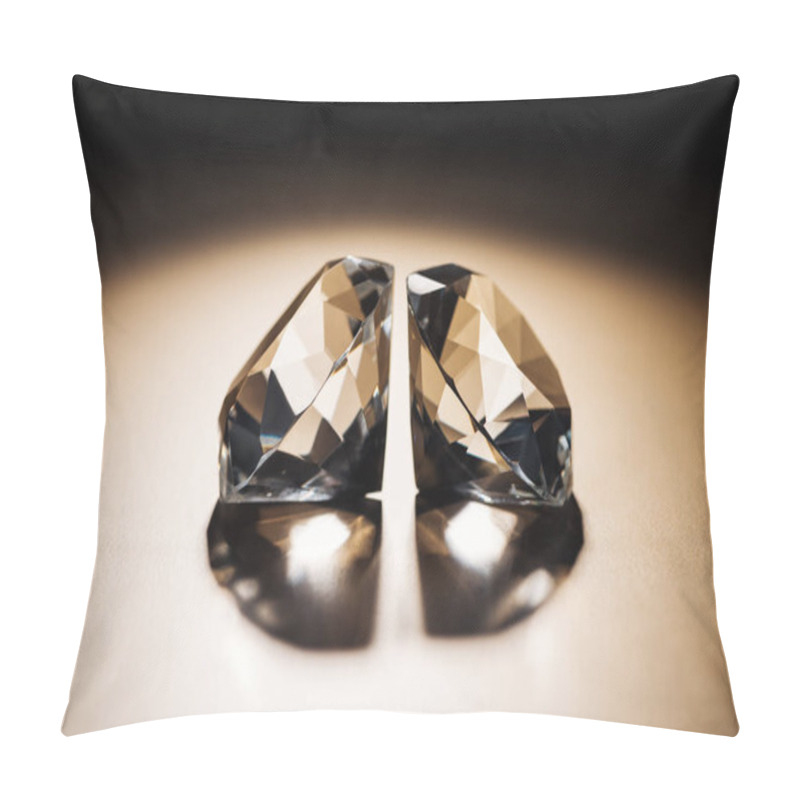 Personality  Two Clear Big Diamonds On Black And Golden Background Pillow Covers