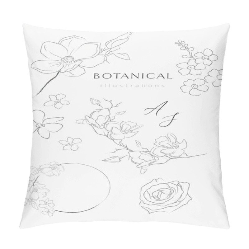 Personality  Line Drawing Vector Floral Wreaths Frames Branches Pillow Covers