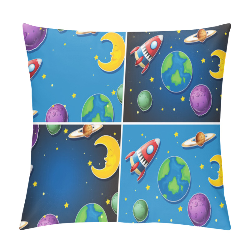 Personality  Scenes With Rocket And Planets Pillow Covers