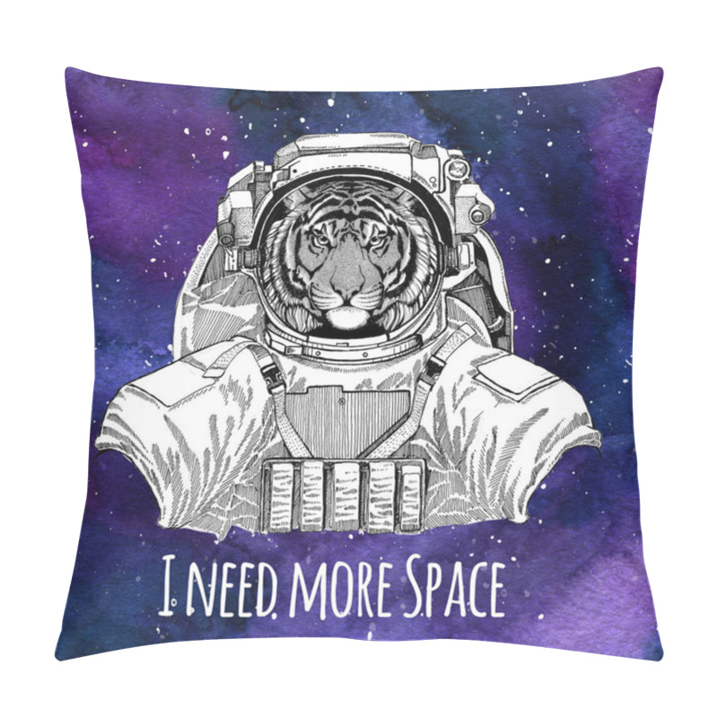 Personality  Animal Astronaut Wild Tiger Wearing Space Suit Galaxy Space Background With Stars And Nebula Watercolor Galaxy Background Pillow Covers