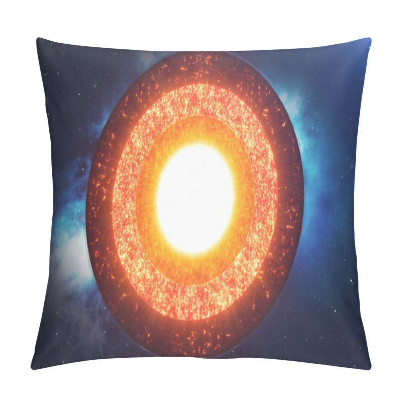 Personality  Structure Core Earth. Structure Layers Of The Earth. The Structure Of The Earth's Crust. Earth Cross Section In Space View. Elements Of This Image Furnished By NASA. 3D Rendering Pillow Covers