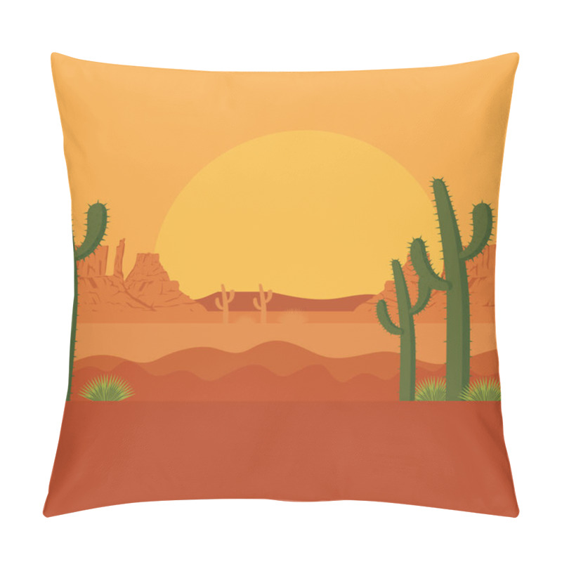 Personality  Desert With Cactus Scenery Pillow Covers