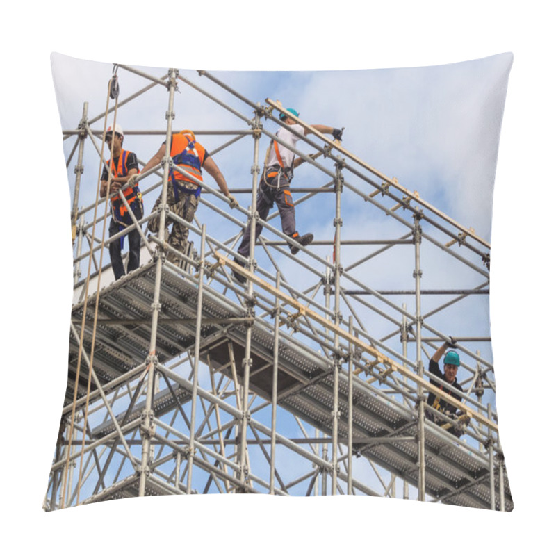 Personality  Construction Worker On A Scaffold Pillow Covers