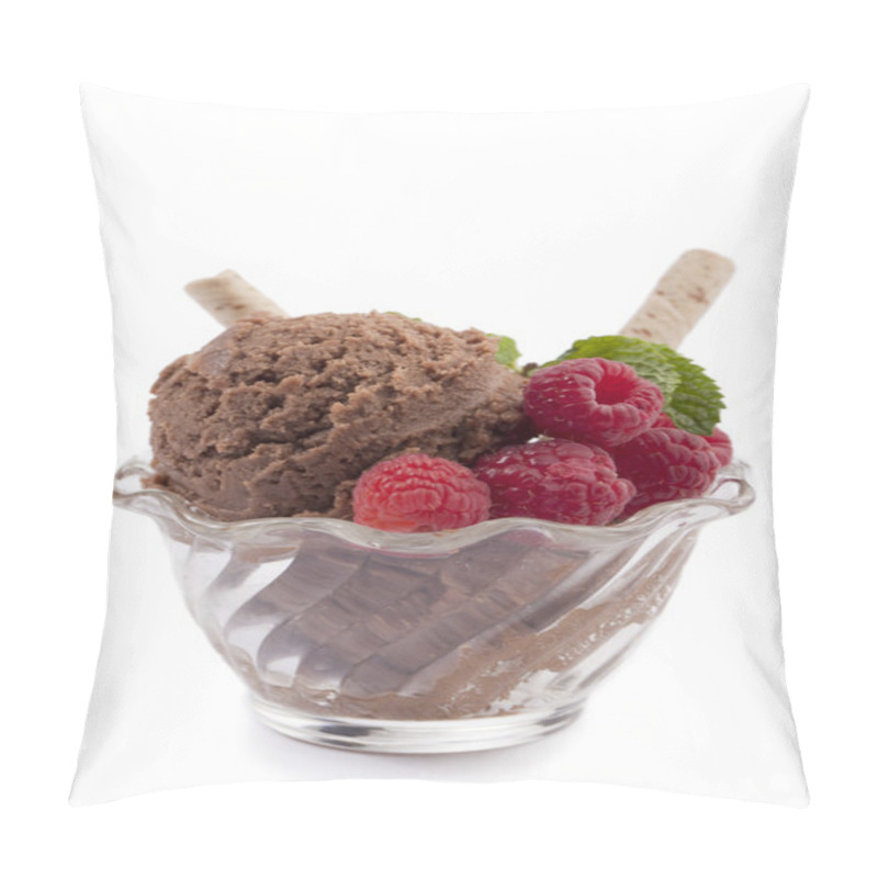 Personality  A Bowl Of Chocolate Ice Cream With Raspberry And Wafer Stick Pillow Covers