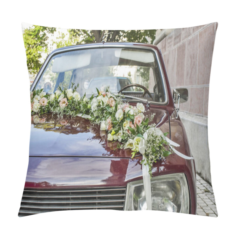 Personality  Closeup Of Wedding Car With Flowers Pillow Covers