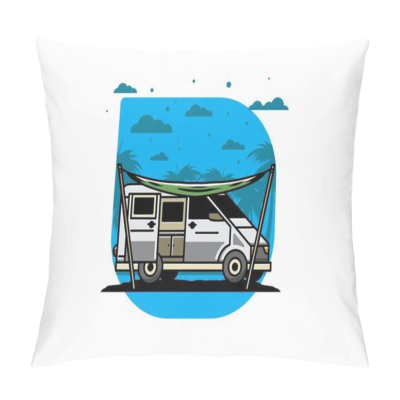 Personality  Illustration Design Of A Camper Van And Flysheet Pillow Covers