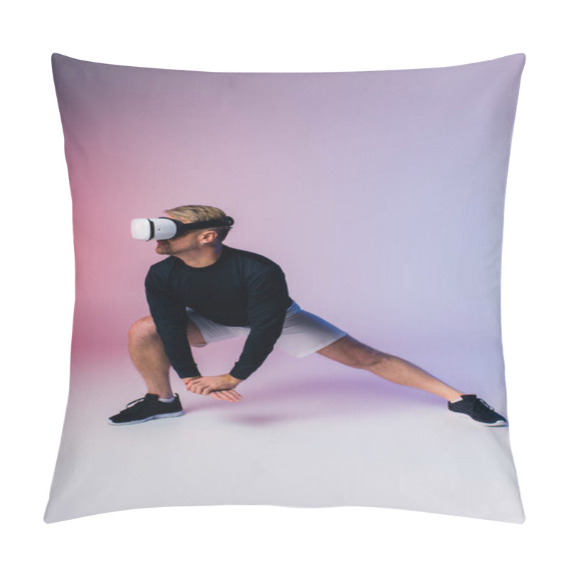 Personality  A Stylish Man In A Black Shirt And White Shorts Poses In A Studio Setting, Virtual Reality Pillow Covers