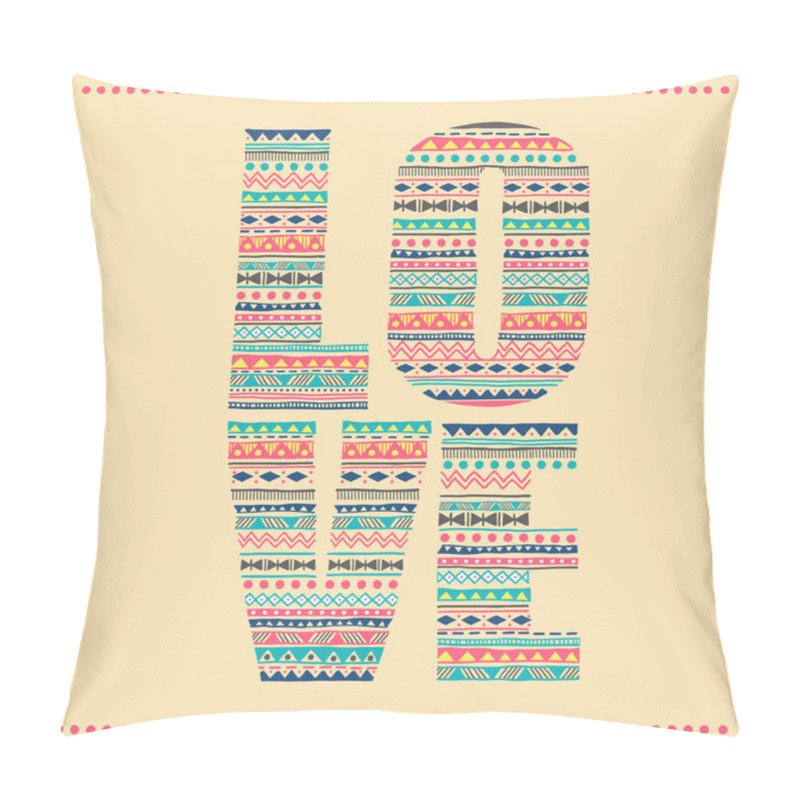 Personality  Love Typography With Aztec Pattern Pillow Covers