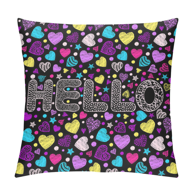 Personality  Inscription Hello Black Background. Pillow Covers