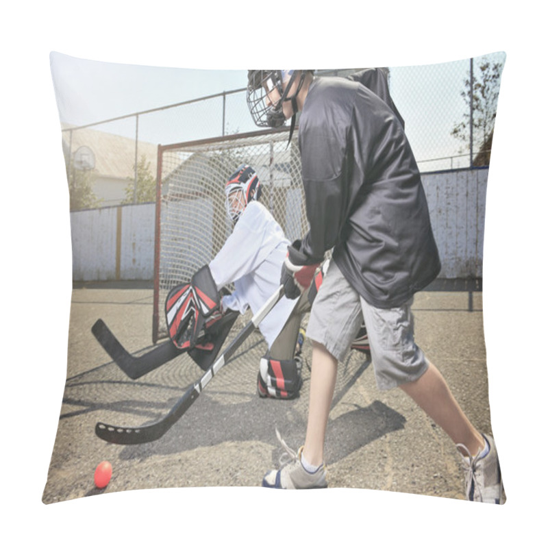 Personality  Portrait Of Hockey Ball Player With Hockey Stick Pillow Covers