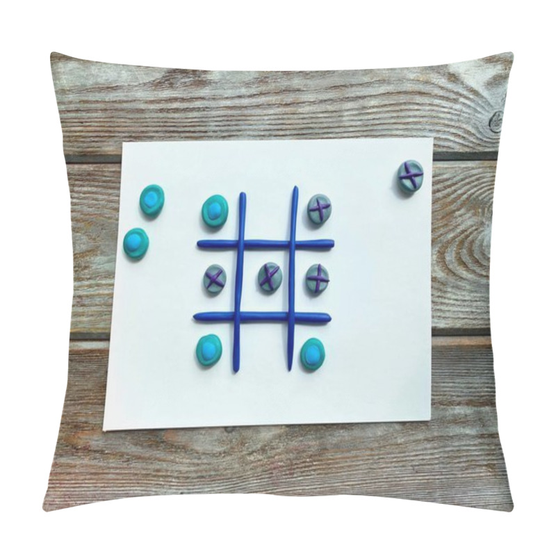 Personality  TIC TAC Toe Is A Craft Game Made Of Plasticine. Pillow Covers