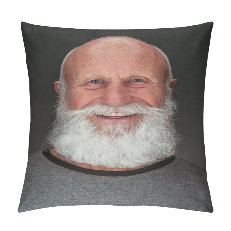 Personality  Old Man With A Long Beard With Big Smile Pillow Covers