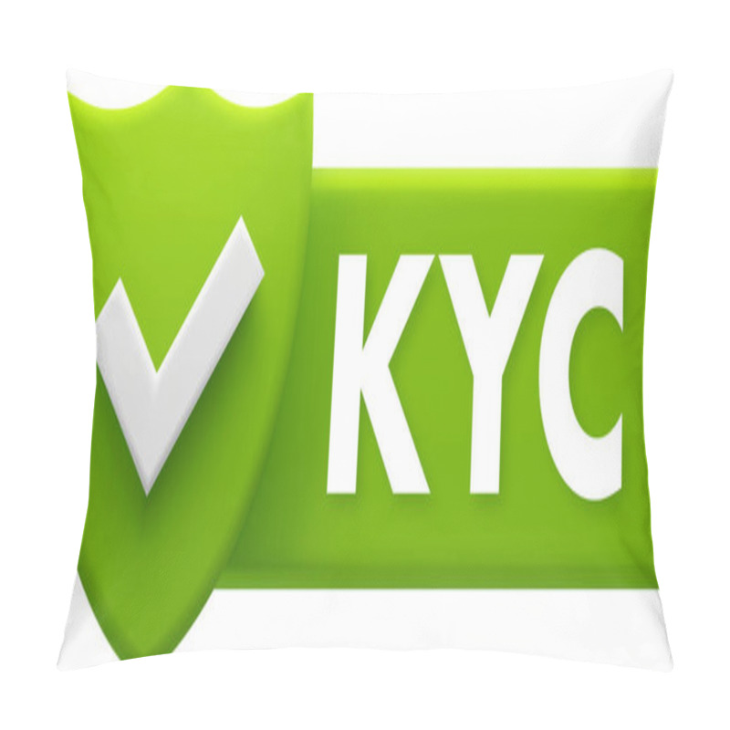 Personality  Green Shield With Check Mark And Kyc Acronym Signifying Secure Verification Pillow Covers