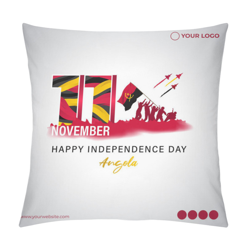 Personality  Vector Illustration Of Happy Angola Independence Day Banner Pillow Covers