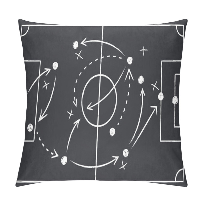 Personality  Chalk Soccer Strategy. Football Team Strategy And Play Tactic, Soccer Cup Championship Chalkboard Game Formation Vector Illustration Set Pillow Covers