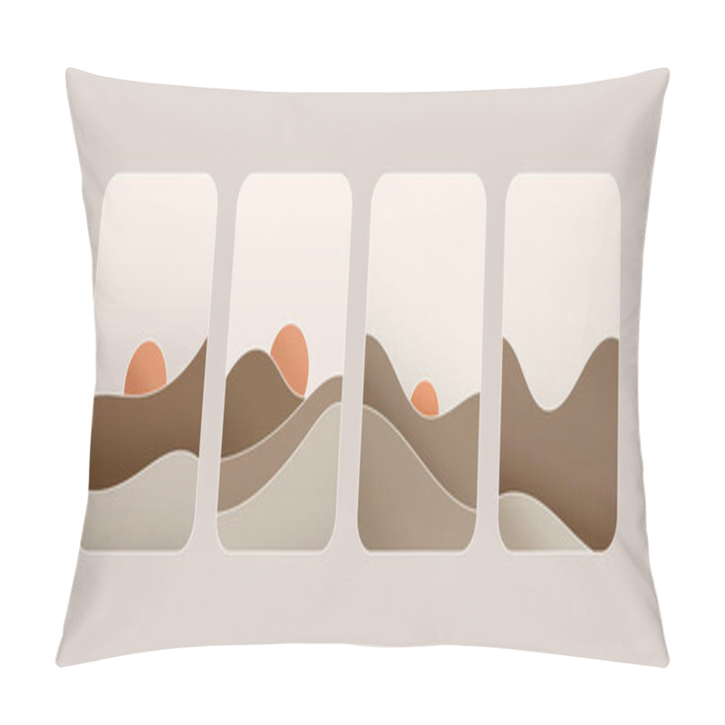 Personality  Vector Illustration. Composition With Soft Beige And Brown Waves Depicting Sand Dunes At Sunset. Warm Minimalist Design In A Natural Palette. Pillow Covers