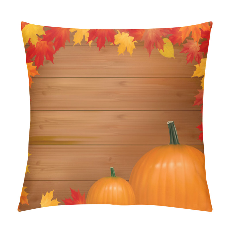 Personality  Autumn Background With Mushrooms Pumpkins. With Copy Space. Vector Illustra Pillow Covers