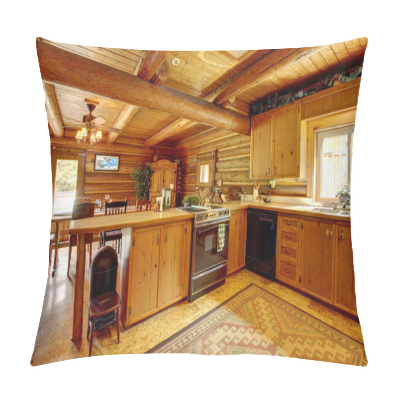 Personality  Log Cabin Wood Kitchen With Rustic Style. Pillow Covers