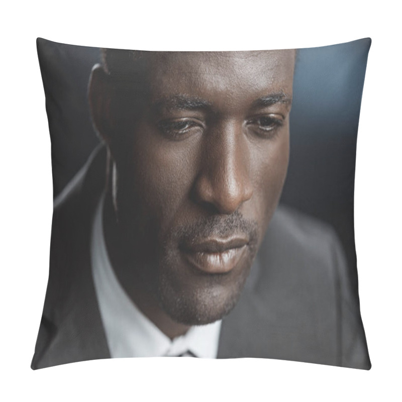 Personality  Pensive African American Businessman Pillow Covers