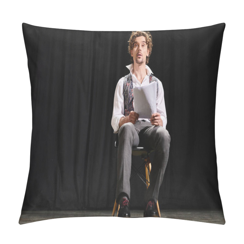 Personality  A Man Relaxes In His Chair, Deep In Thought, Holding A Piece Of Paper. Pillow Covers