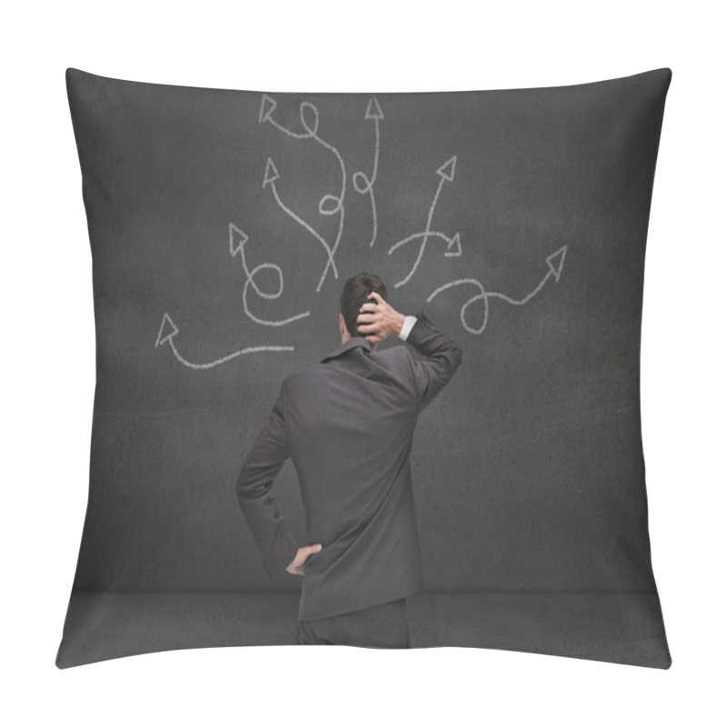 Personality  Doubtful Businessman Looking At Arrows Pillow Covers