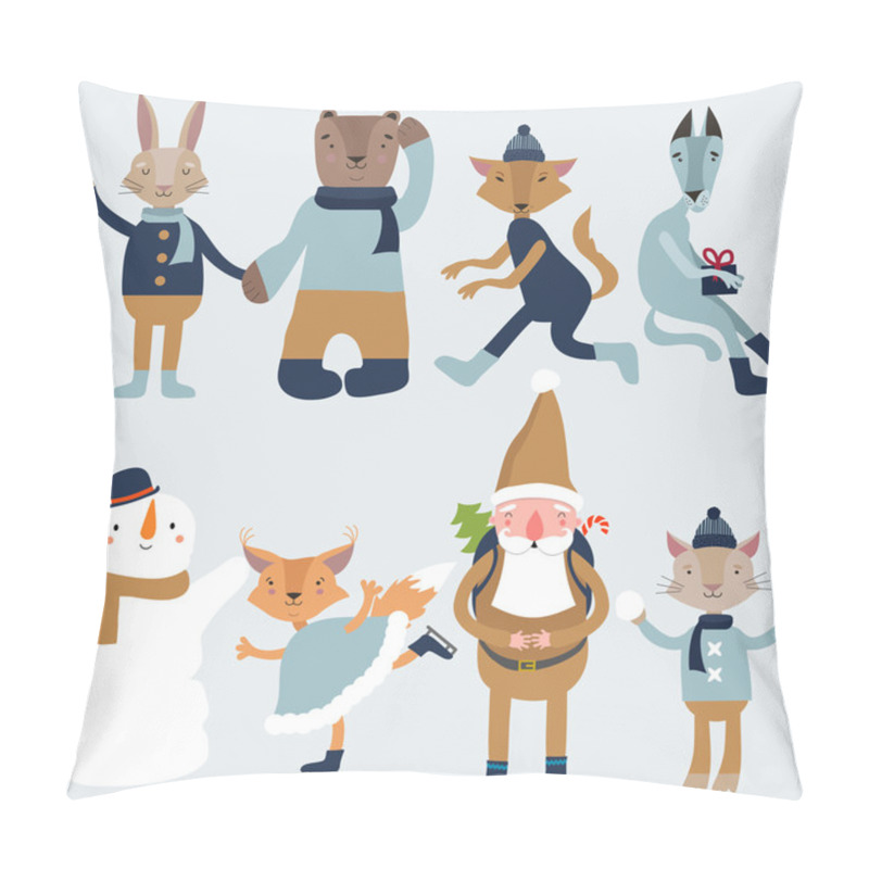 Personality  Winter Animals With Santa Pillow Covers