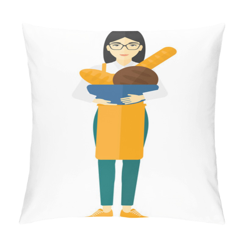 Personality  Bakery Owner With Bread. Pillow Covers