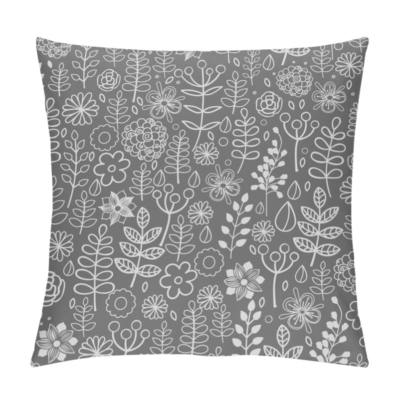 Personality  Hand Drawn Vector Forest Doodle Pattern With Branches, Leaves, Flowers, Berries. Pillow Covers