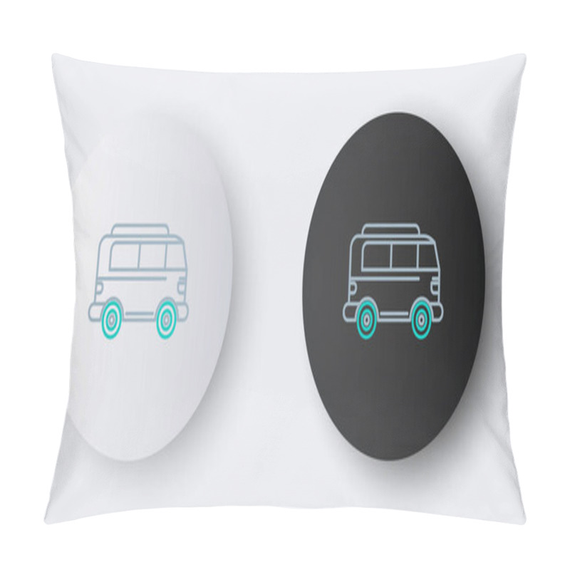 Personality  Line Retro Minivan Icon Isolated On Grey Background. Old Retro Classic Traveling Van. Colorful Outline Concept. Vector. Pillow Covers