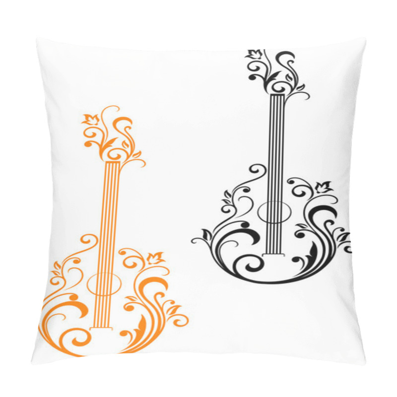 Personality  Guitar With Floral Embellishments Pillow Covers