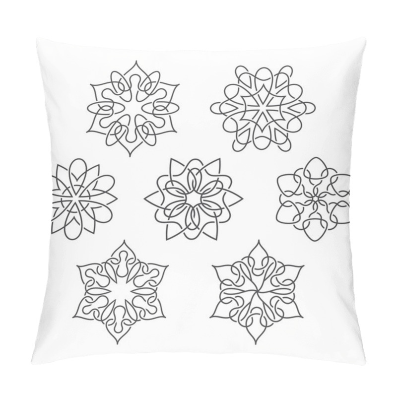 Personality  Set Of Abstract Flowers With Interweaving Lines Pillow Covers