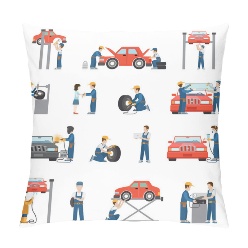 Personality  Icons Of Car Repair Service Pillow Covers