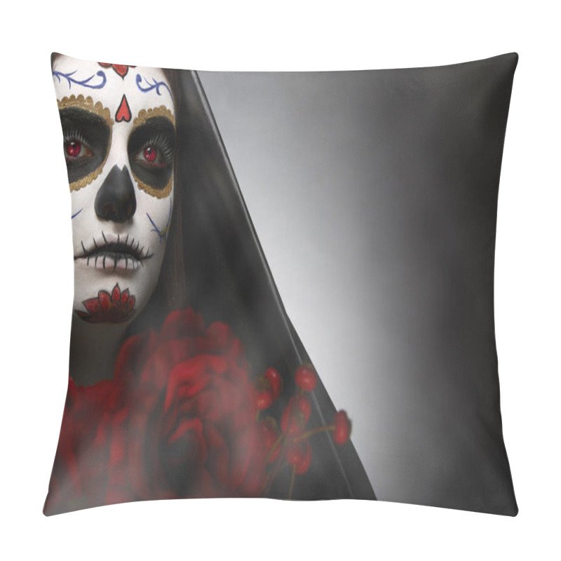 Personality  Portrait Of A Girl With Sugar Skull Makeup. Calavera Catrina. Dia De Los Muertos. Day Of The Dead. Halloween.  Pillow Covers