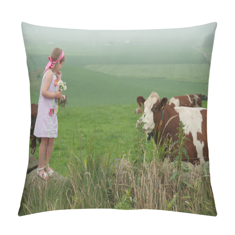 Personality  A Girl And Cows Pillow Covers