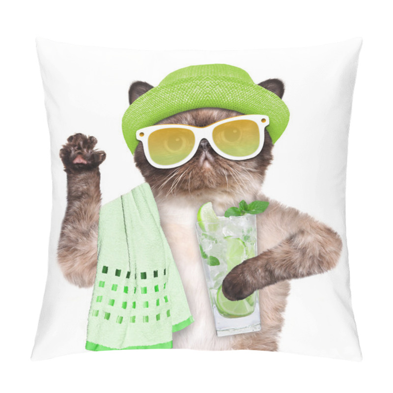 Personality  Cat With Lemonade. Pillow Covers