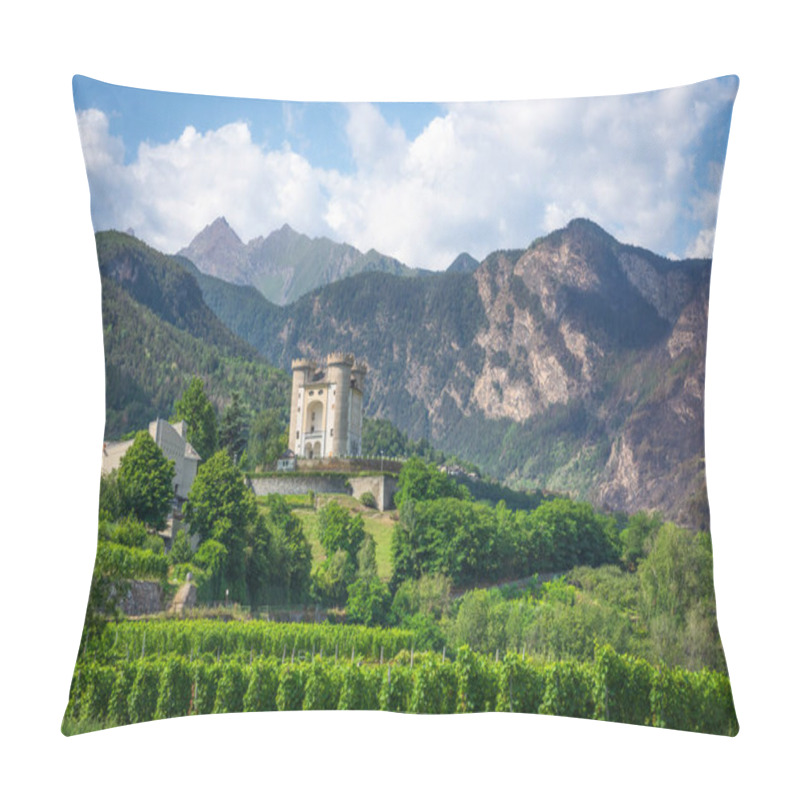 Personality  Vineyards Below The Castle Of Aymavilles. Aosta Valley Region, Italy Pillow Covers