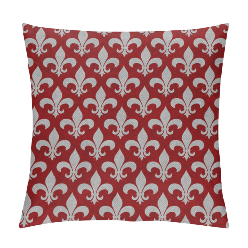 Personality  Red And Gray Fleur De Lis Textured Fabric Background Pillow Covers