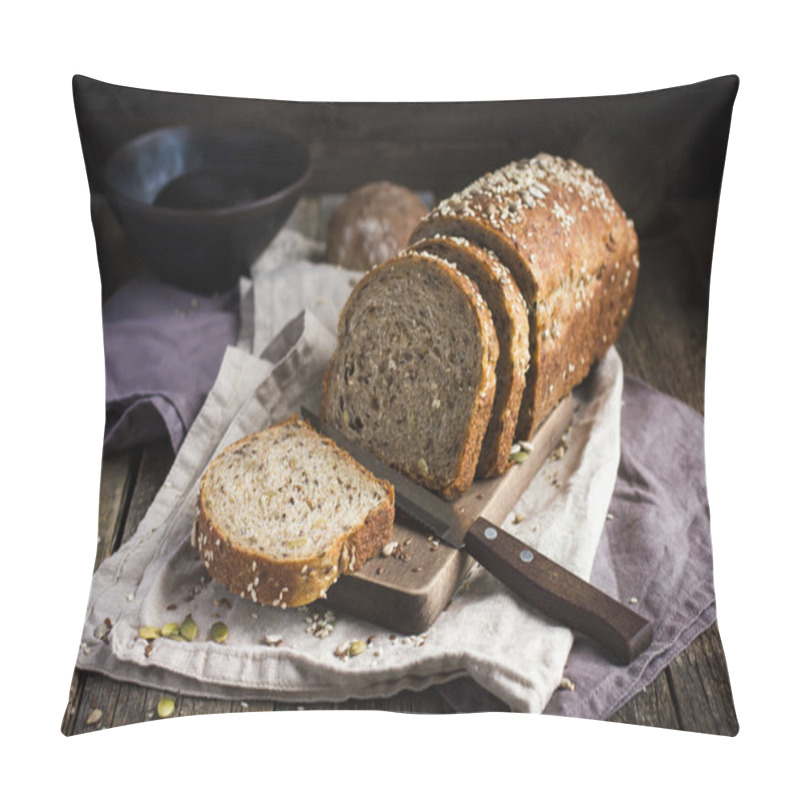 Personality  Fresh  Multigrain Bread On Rustic Background Pillow Covers