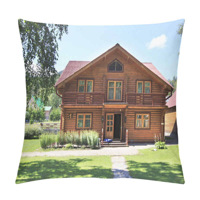 Personality  Beautiful Wooden House In The Mountains. Altai. Russia. Pillow Covers