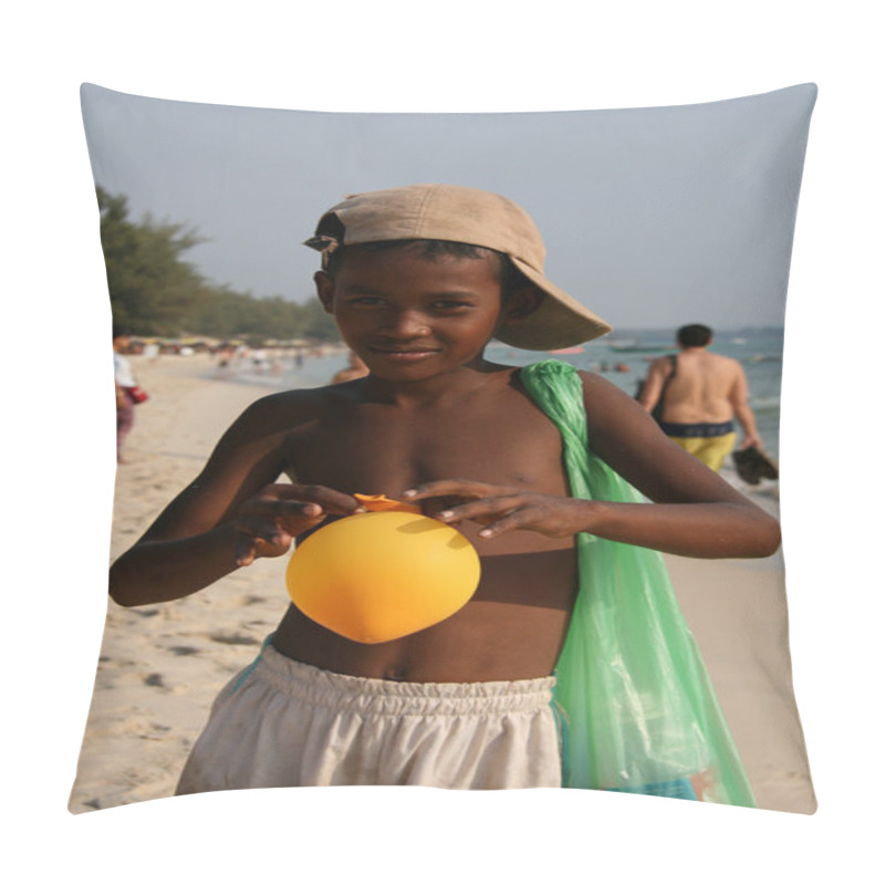 Personality  Boy With Balloon - Sihanoukville, Cambodia Pillow Covers