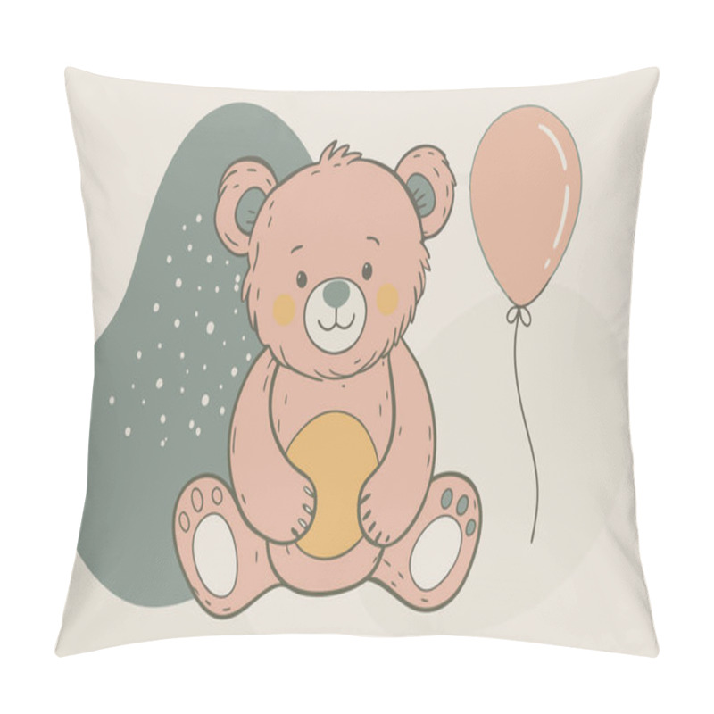 Personality  Cartoon Teddy Bear And Balloon Illustration For Kids Pillow Covers