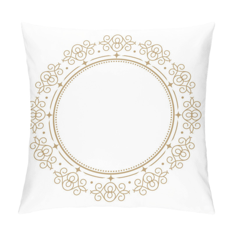 Personality  Decorative Openwork Round Frame With Gold Abstract Pattern On Black Background. Circular Ornament. An Elegant Element For Design. Vector. Pillow Covers