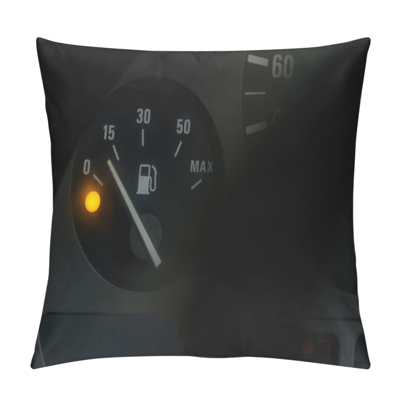 Personality  Empty Fuel Warning Light In Car Dashboard. Fuel Pump Icon. Gasoline Gauge Dash Board In Car With Digital Warning Sign Of Run Out Of Fuel Turn On. Low Level Of Fuel Show On Speedometer Dashboard. Pillow Covers